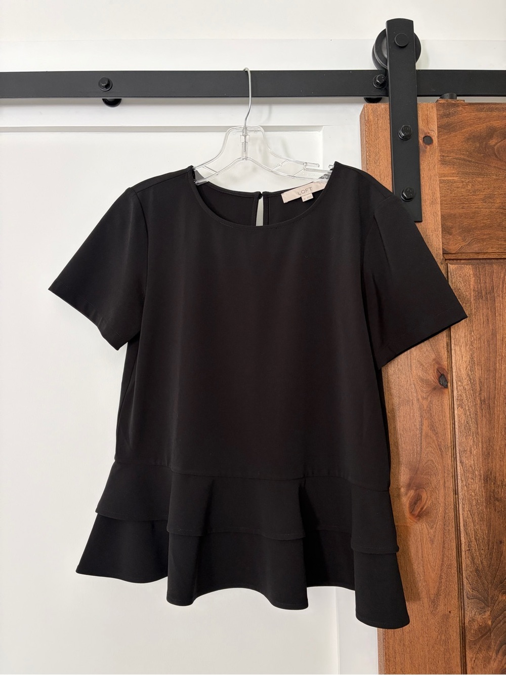 loft black ruffle hem blouse